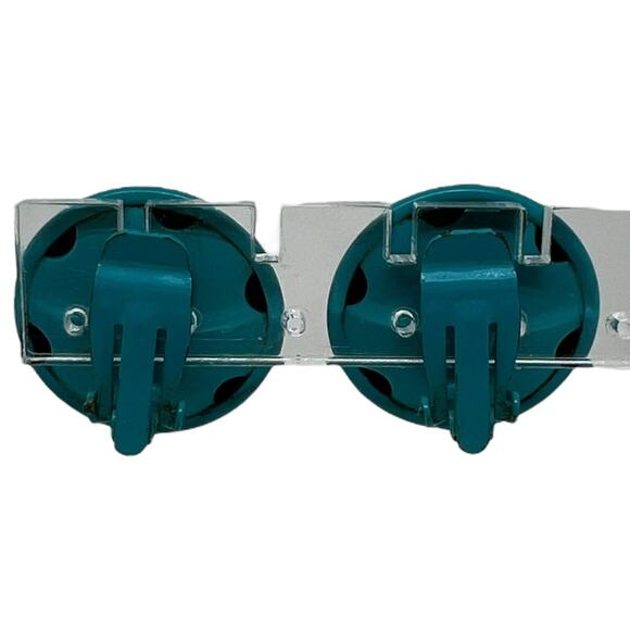 Vintage Teal Button Clip-On Earrings, Round Metal Statement Accessories - Picture 5 of 8